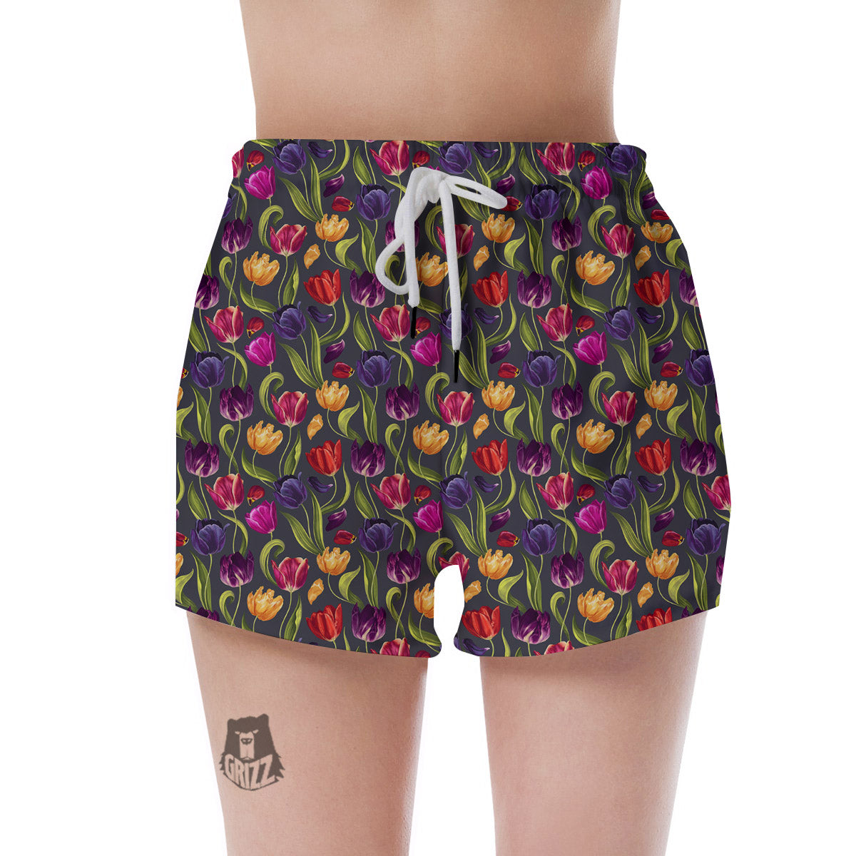 Tulip Colorful Watercolor Print Pattern Women's Shorts-grizzshop