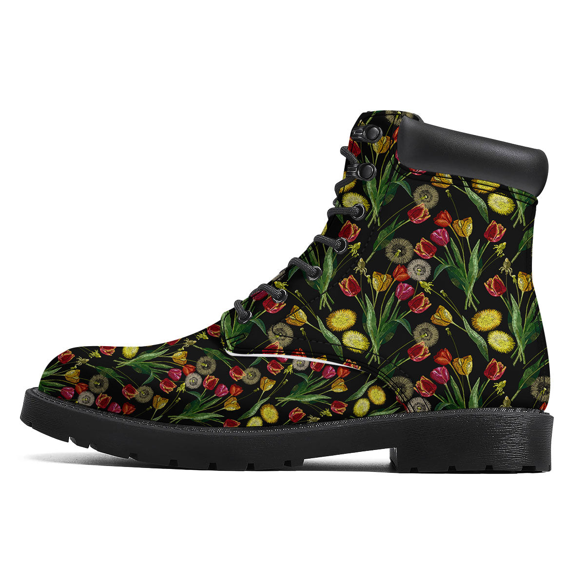 Tulip Embroidery Print Pattern Boots-grizzshop
