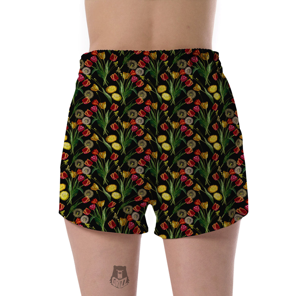 Tulip Embroidery Print Pattern Women's Shorts-grizzshop