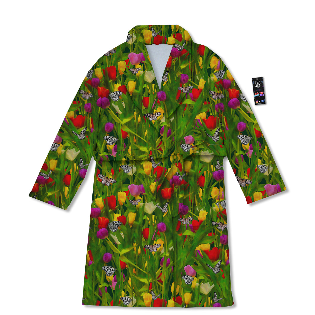 Tulip Field Print Pattern Bathrobe-grizzshop