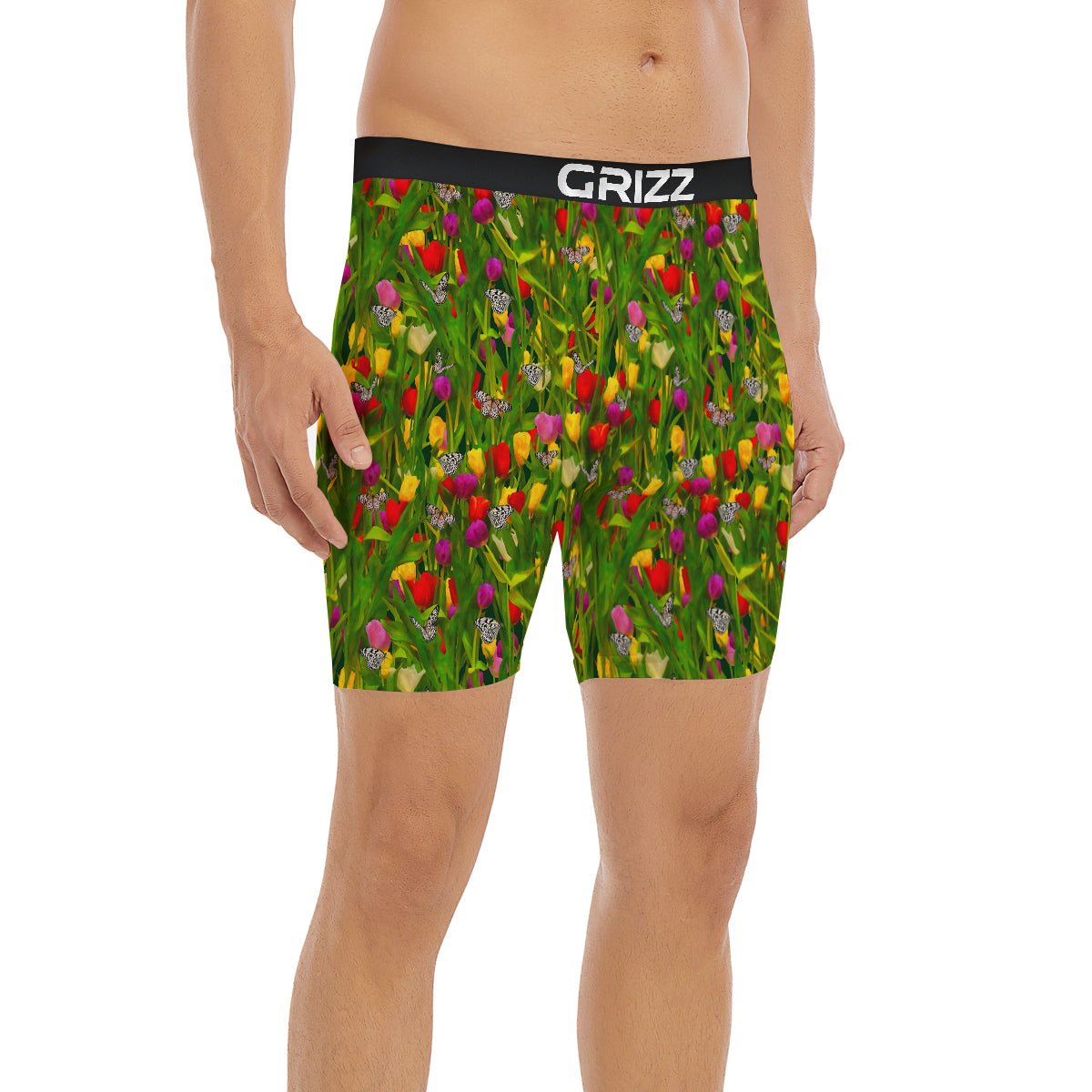 Tulip Field Print Pattern Boxer Briefs-grizzshop
