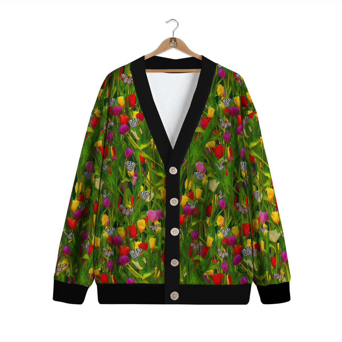 Tulip Field Print Pattern Cardigan-grizzshop