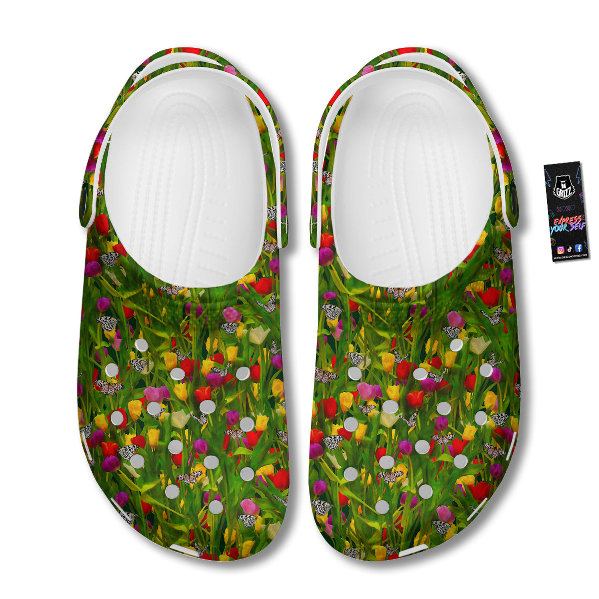 Tulip Field Print Pattern Clog-grizzshop