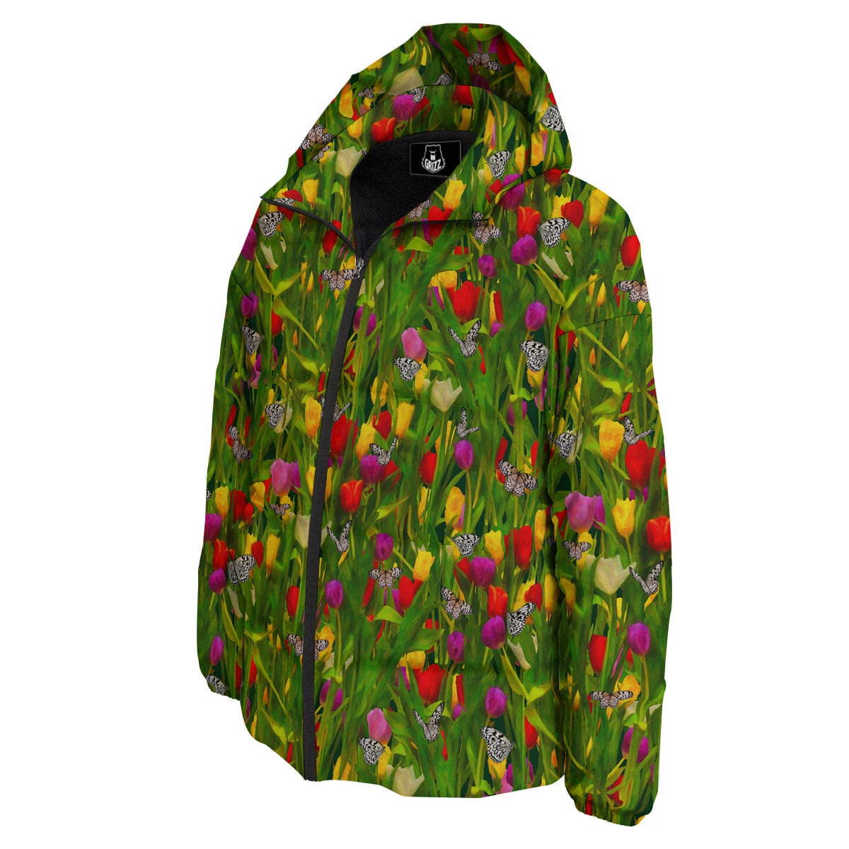 Tulip Field Print Pattern Down Jacket-grizzshop