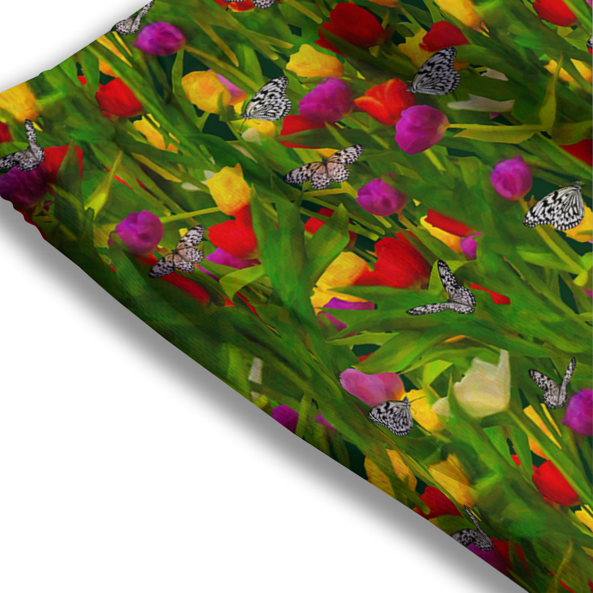 Tulip Field Print Pattern Mesh Shorts-grizzshop