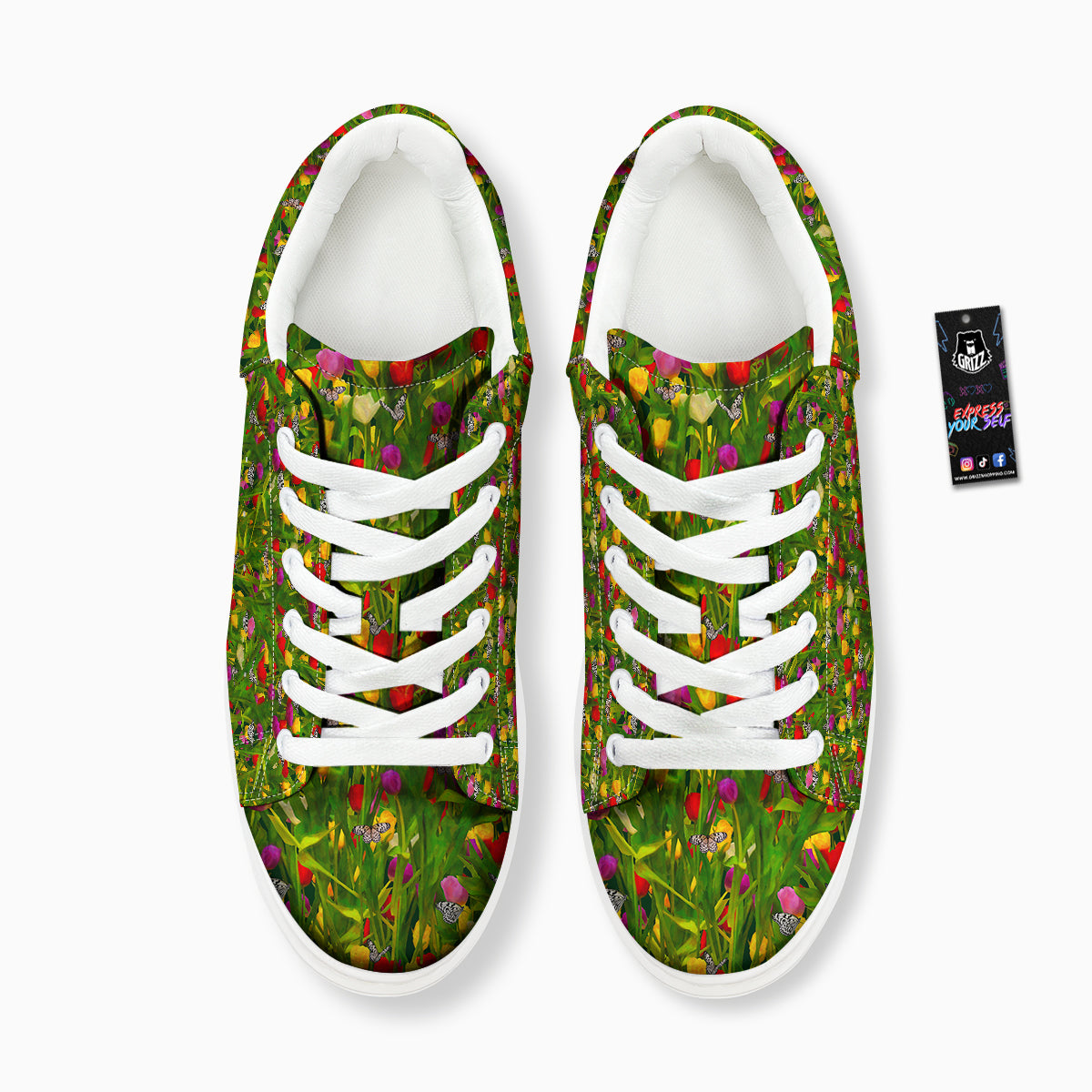 Tulip Field Print Pattern Platform Shoes-grizzshop