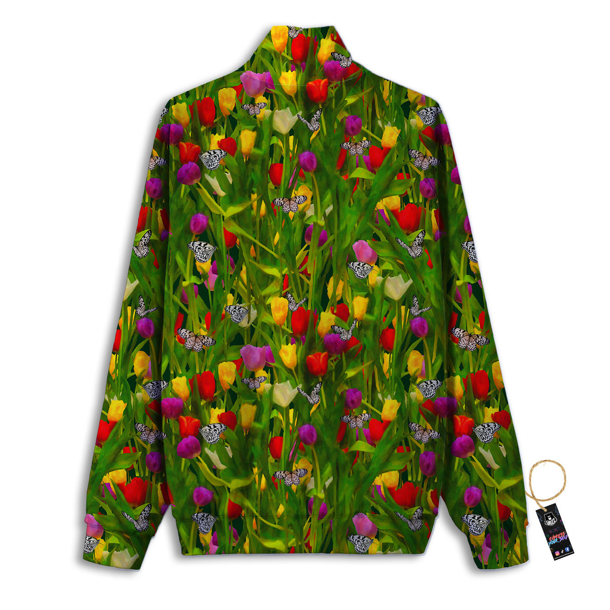 Tulip Field Print Pattern Track Jacket-grizzshop
