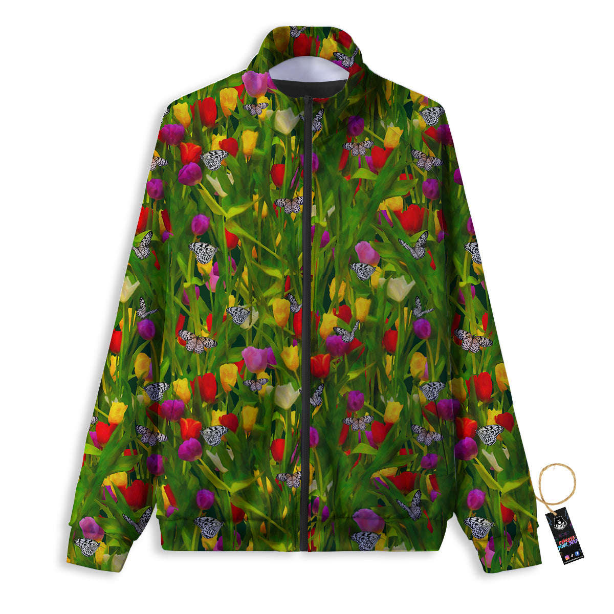 Tulip Field Print Pattern Track Jacket-grizzshop