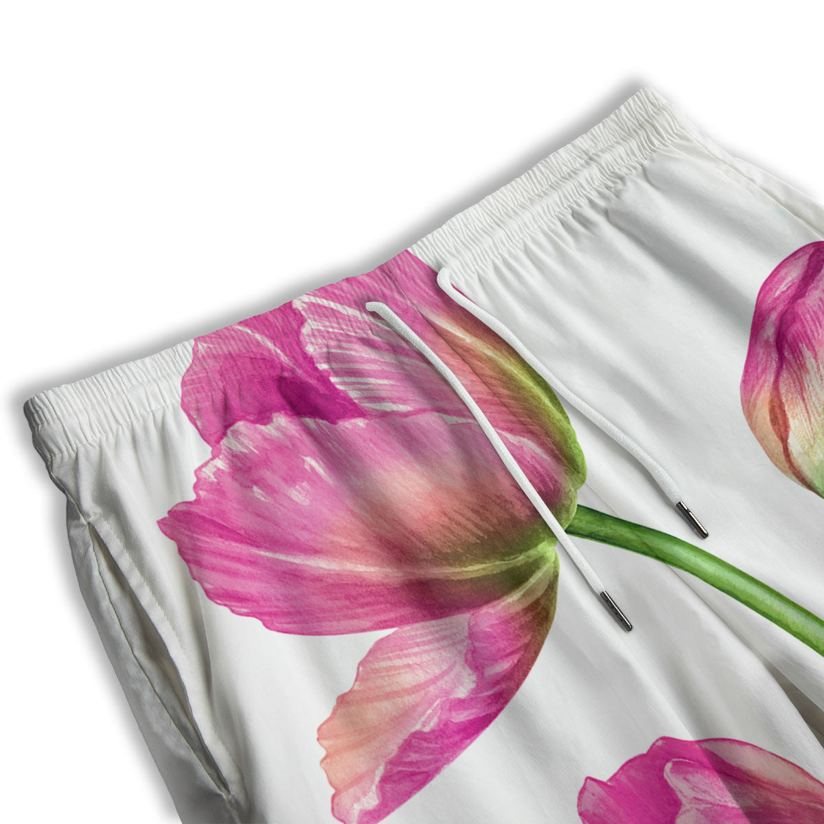 Tulip Flower Pink Watercolor Print Men's Athletic Shorts-grizzshop