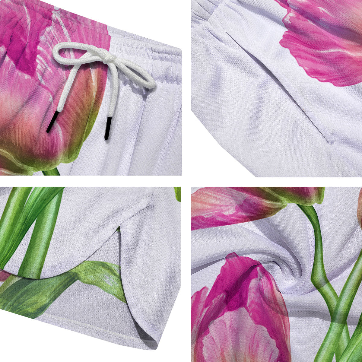 Tulip Flower Pink Watercolor Print Men's Running Shorts-grizzshop