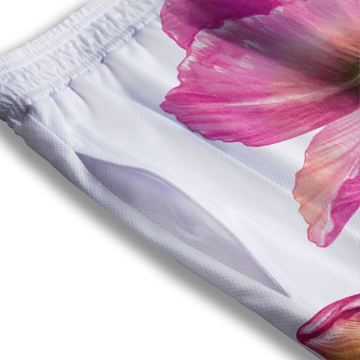 Tulip Flower Pink Watercolor Print Mesh Shorts-grizzshop