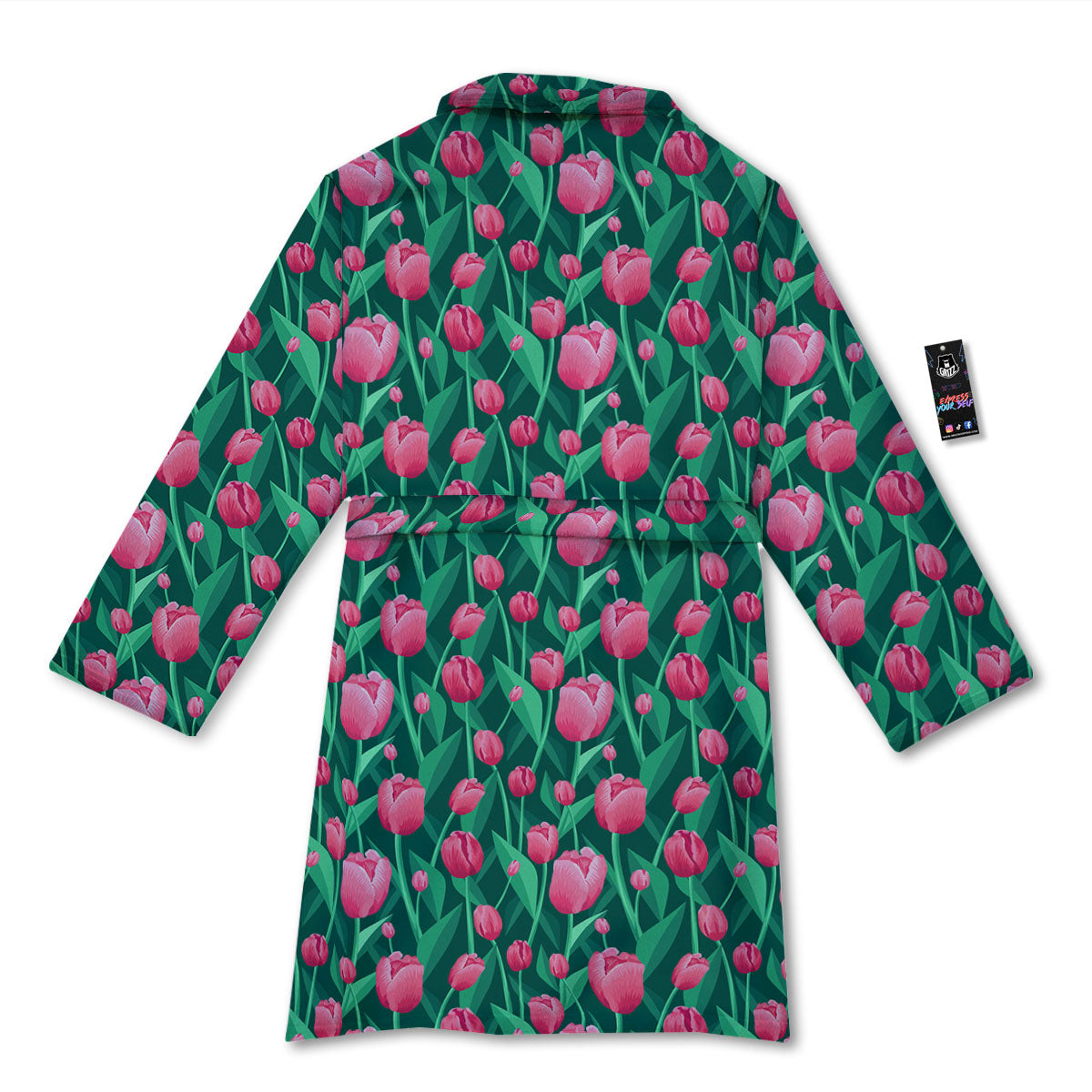 Tulip Pink Print Pattern Bathrobe-grizzshop