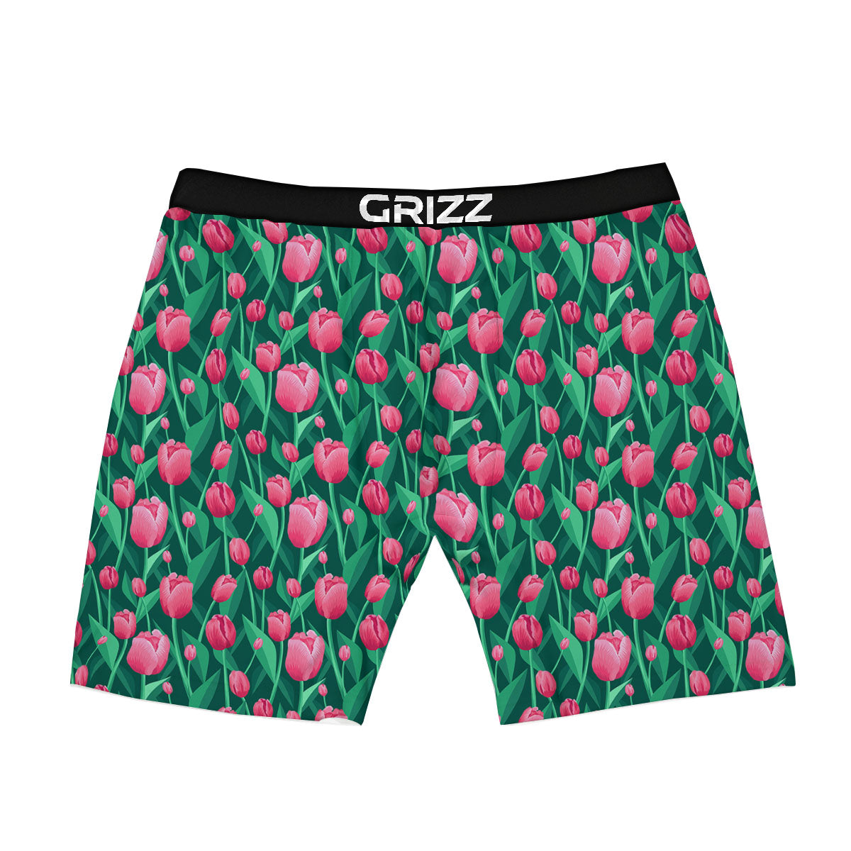Tulip Pink Print Pattern Boxer Briefs-grizzshop
