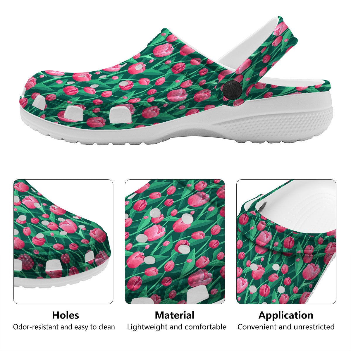 Tulip Pink Print Pattern Clog-grizzshop