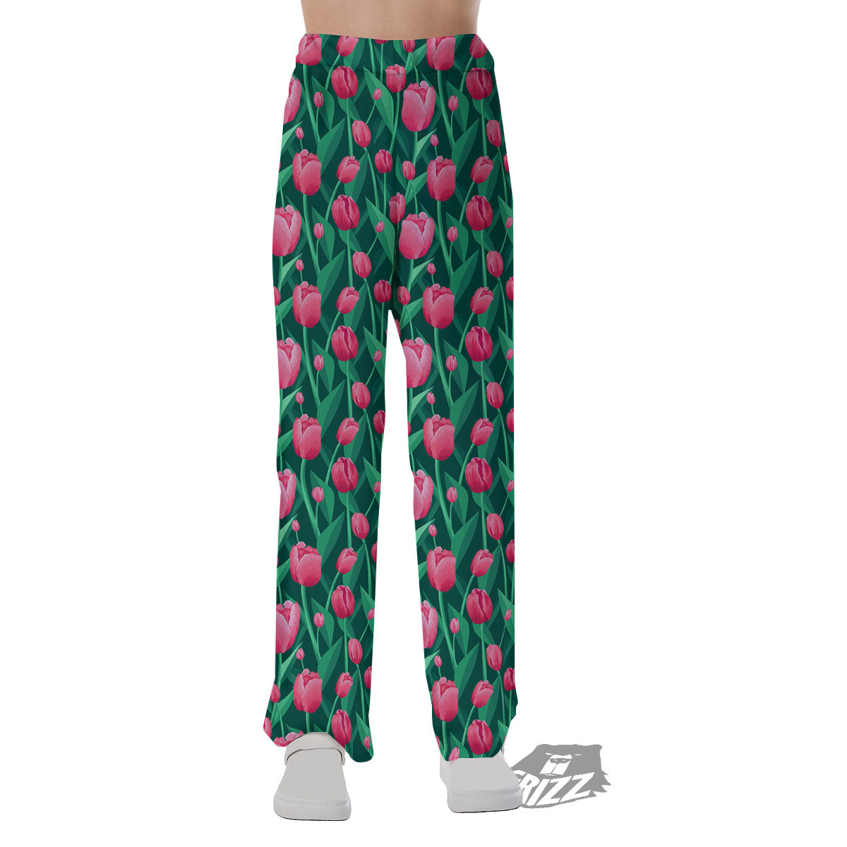 Tulip Pink Print Pattern Pajama Pants-grizzshop