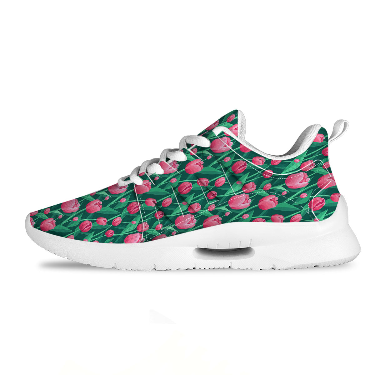 Tulip Pink Print Pattern Tennis Shoes-grizzshop