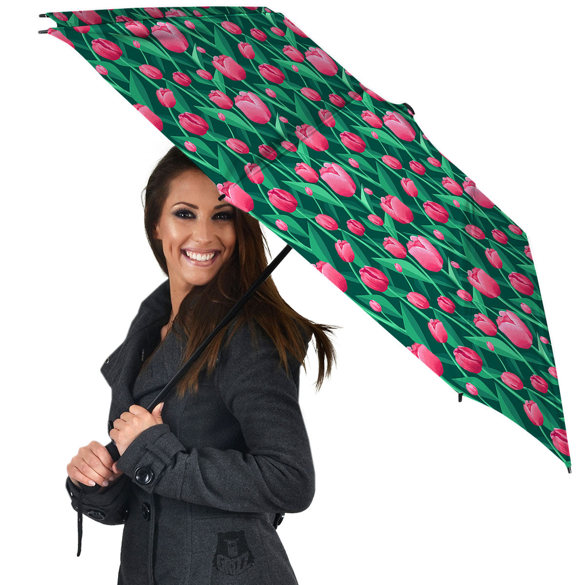 Tulip Pink Print Pattern Umbrella-grizzshop