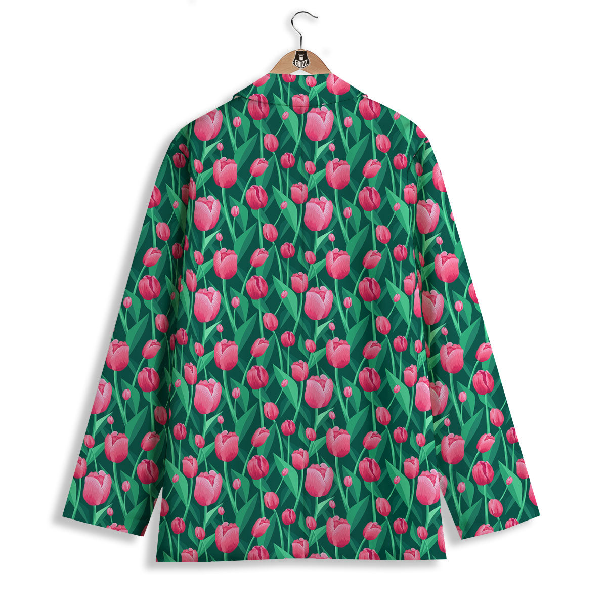 Tulip Pink Print Pattern Women's Blazer-grizzshop