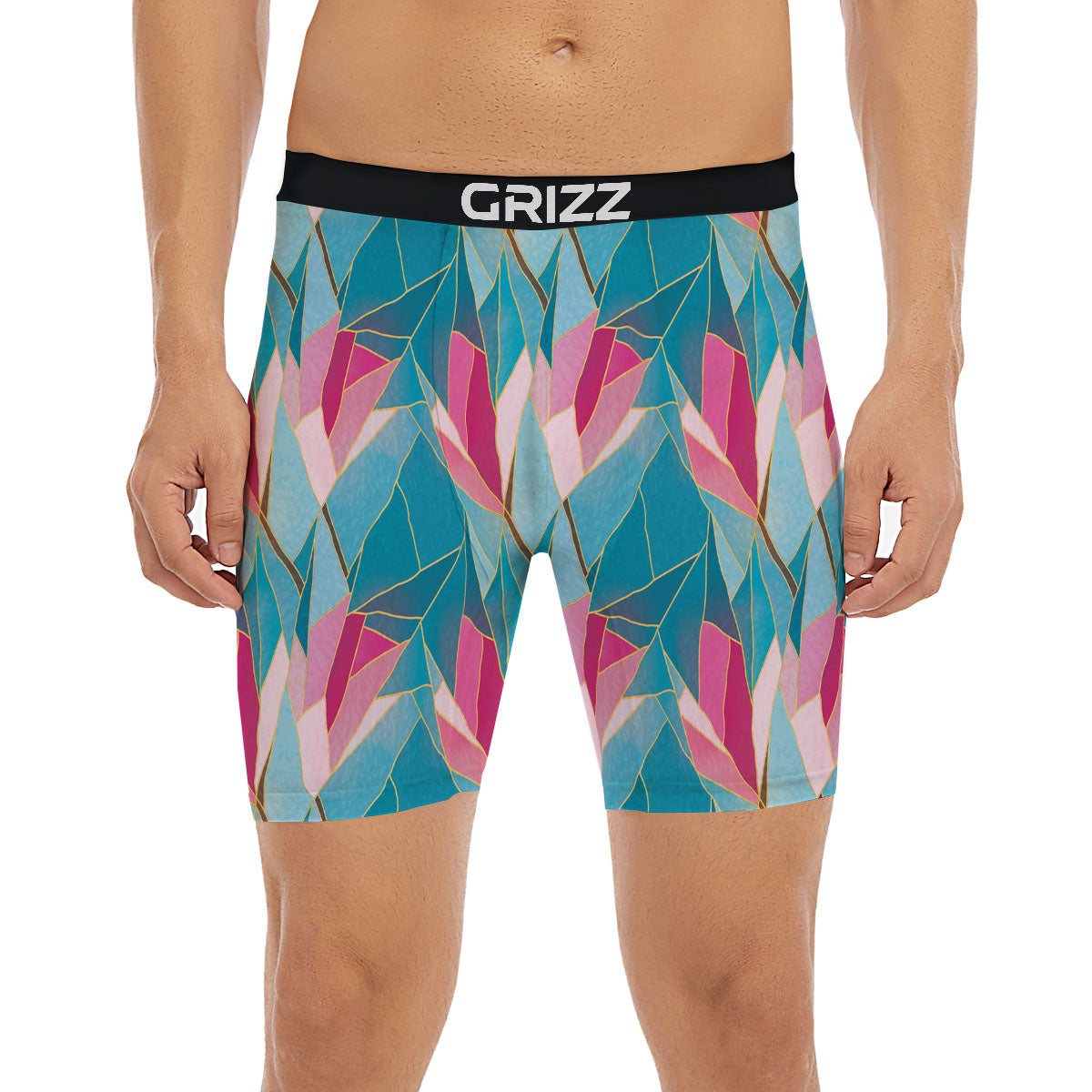 Tulip Polygon Print Pattern Boxer Briefs-grizzshop
