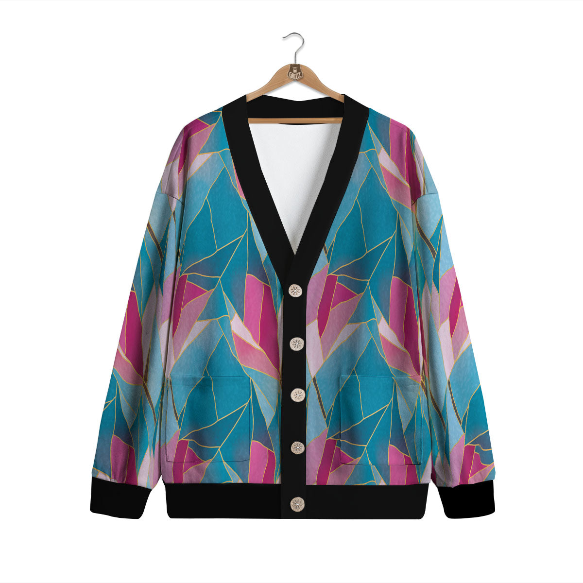 Tulip Polygon Print Pattern Cardigan-grizzshop