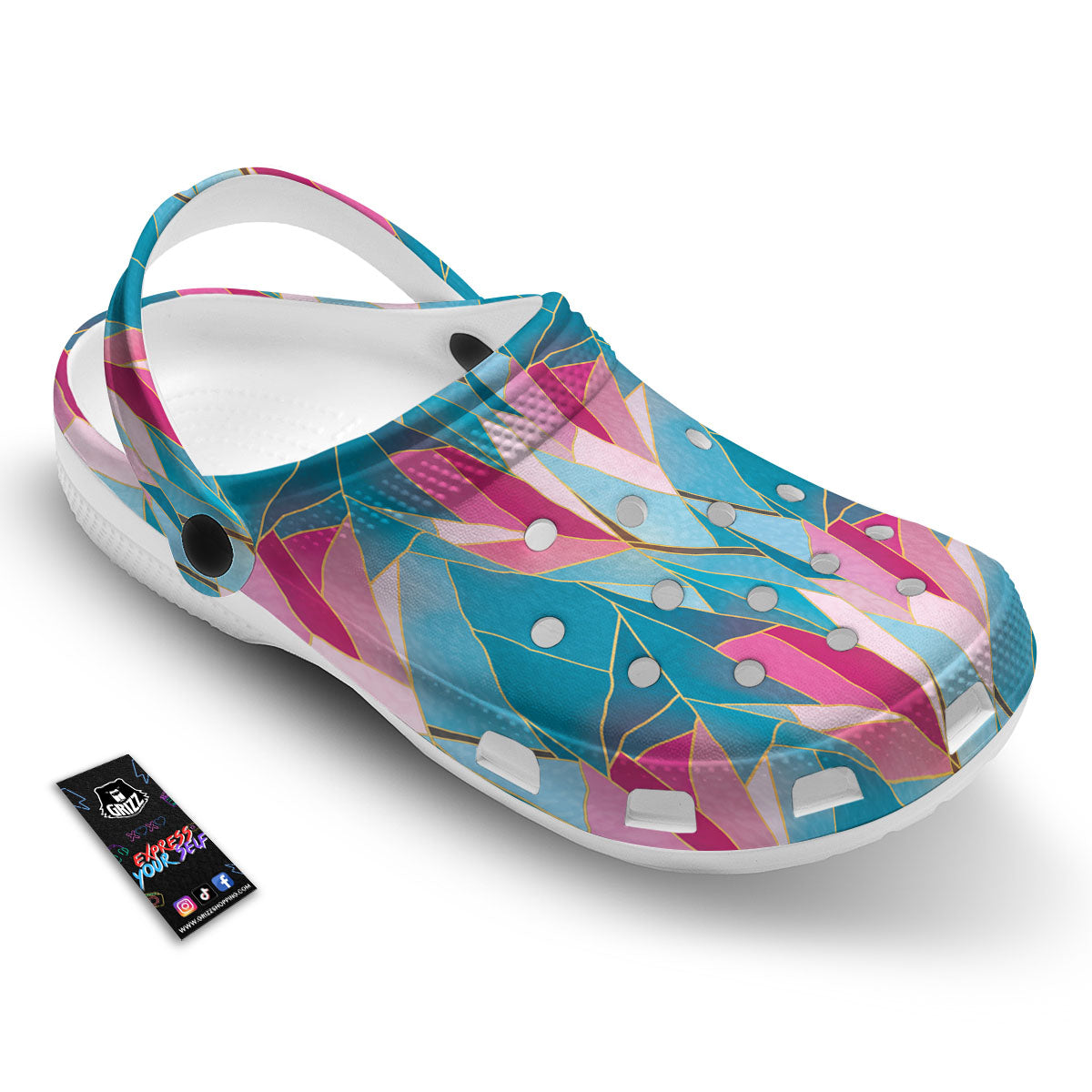 Tulip Polygon Print Pattern Clog-grizzshop