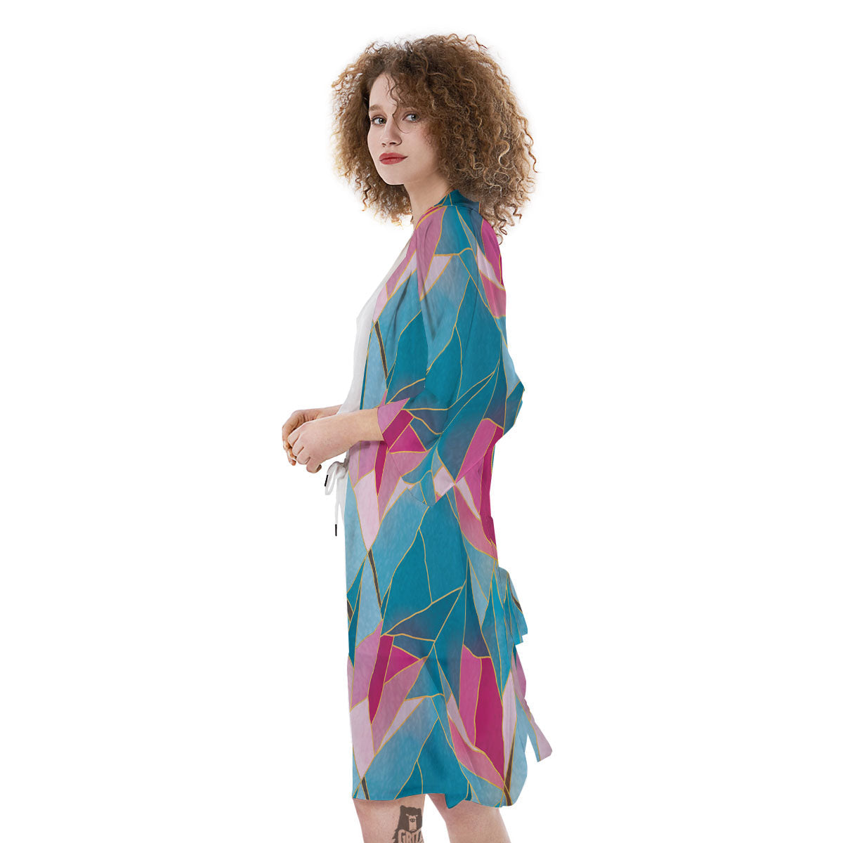Tulip Polygon Print Pattern Kimono-grizzshop