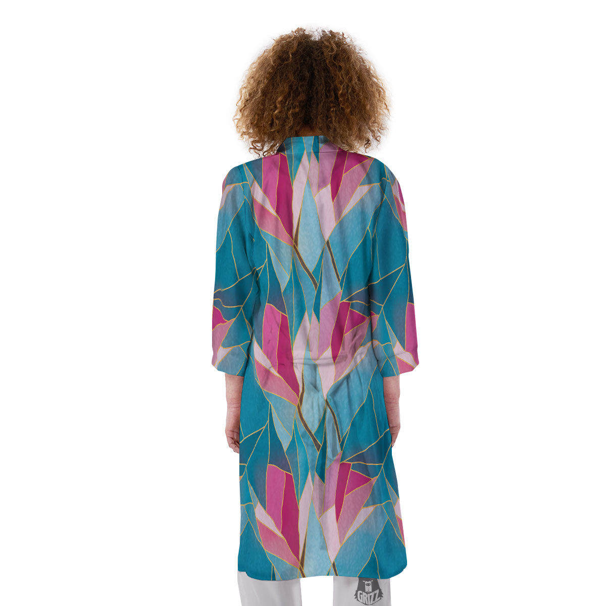 Tulip Polygon Print Pattern Kimono-grizzshop