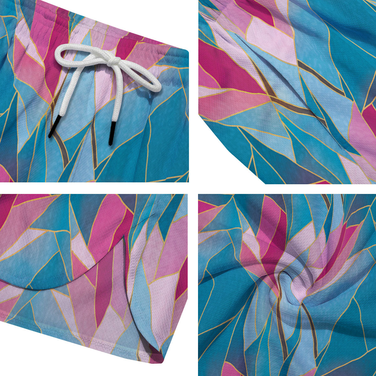 Tulip Polygon Print Pattern Men's Running Shorts-grizzshop