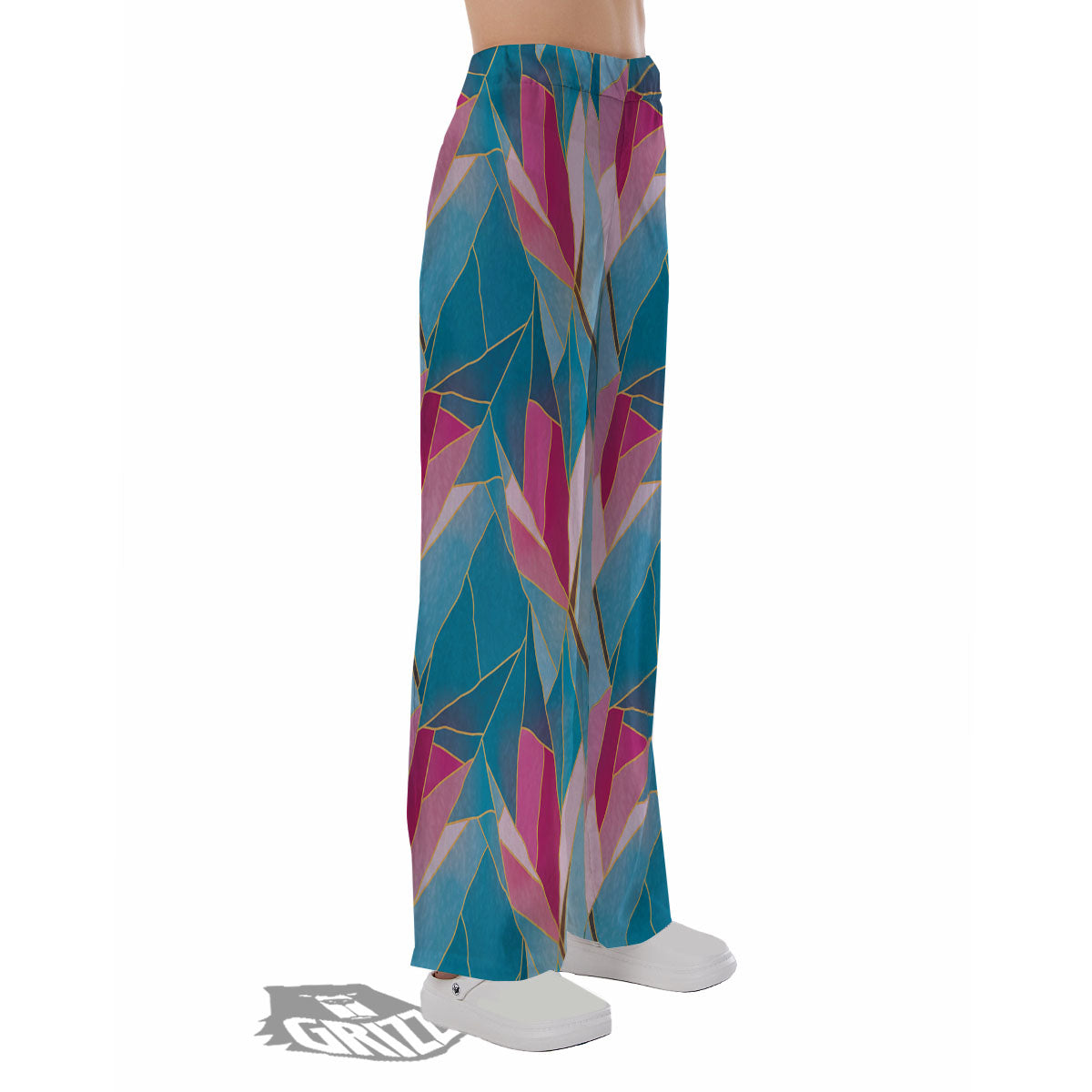 Tulip Polygon Print Pattern Pajama Pants-grizzshop