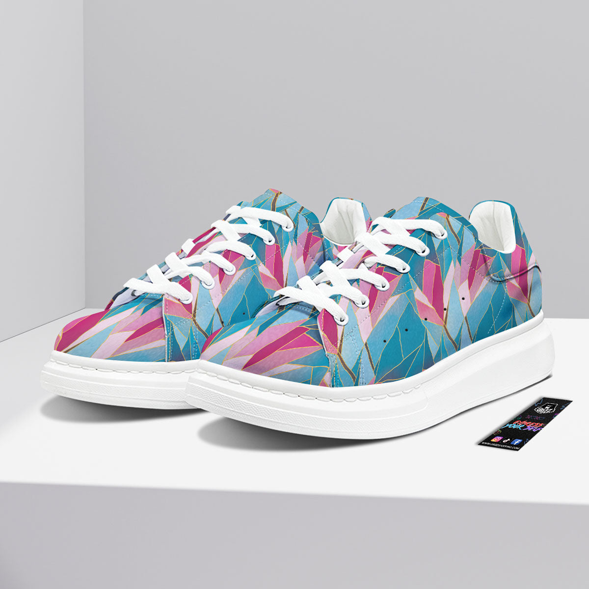 Tulip Polygon Print Pattern Platform Shoes-grizzshop