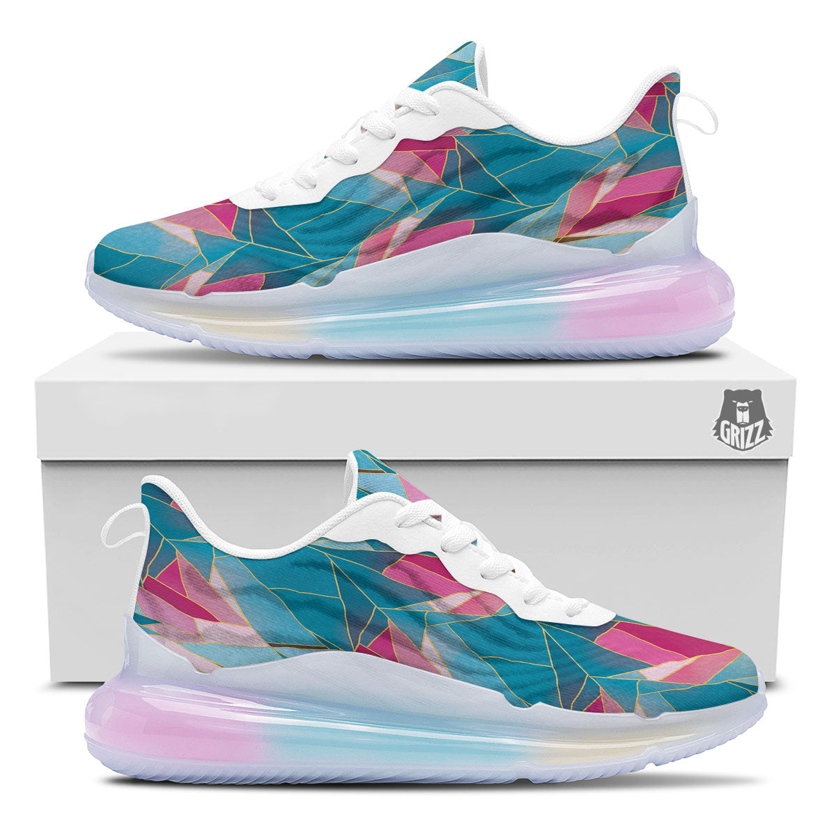 Tulip Polygon Print Pattern Running Sneakers-grizzshop