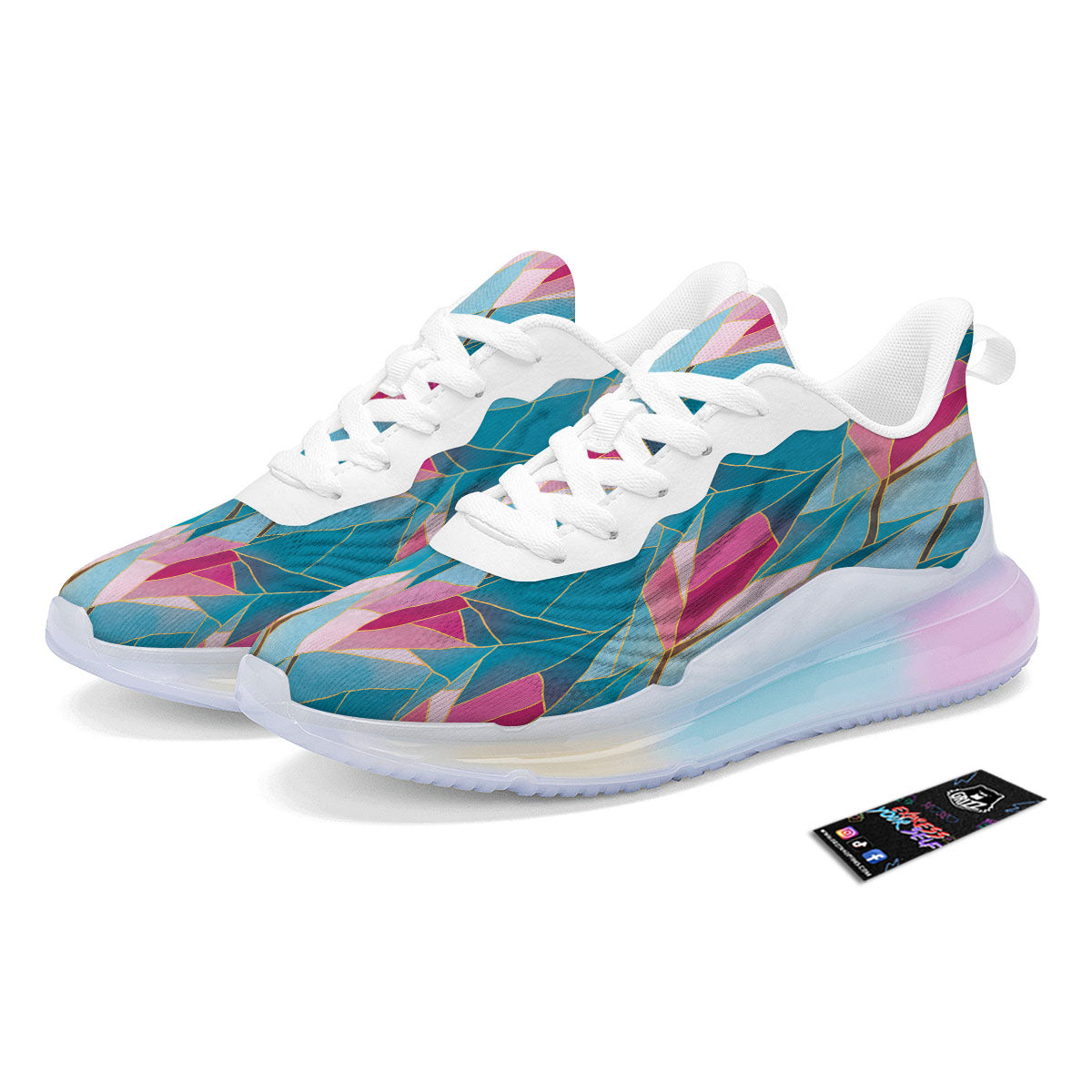 Tulip Polygon Print Pattern Running Sneakers-grizzshop