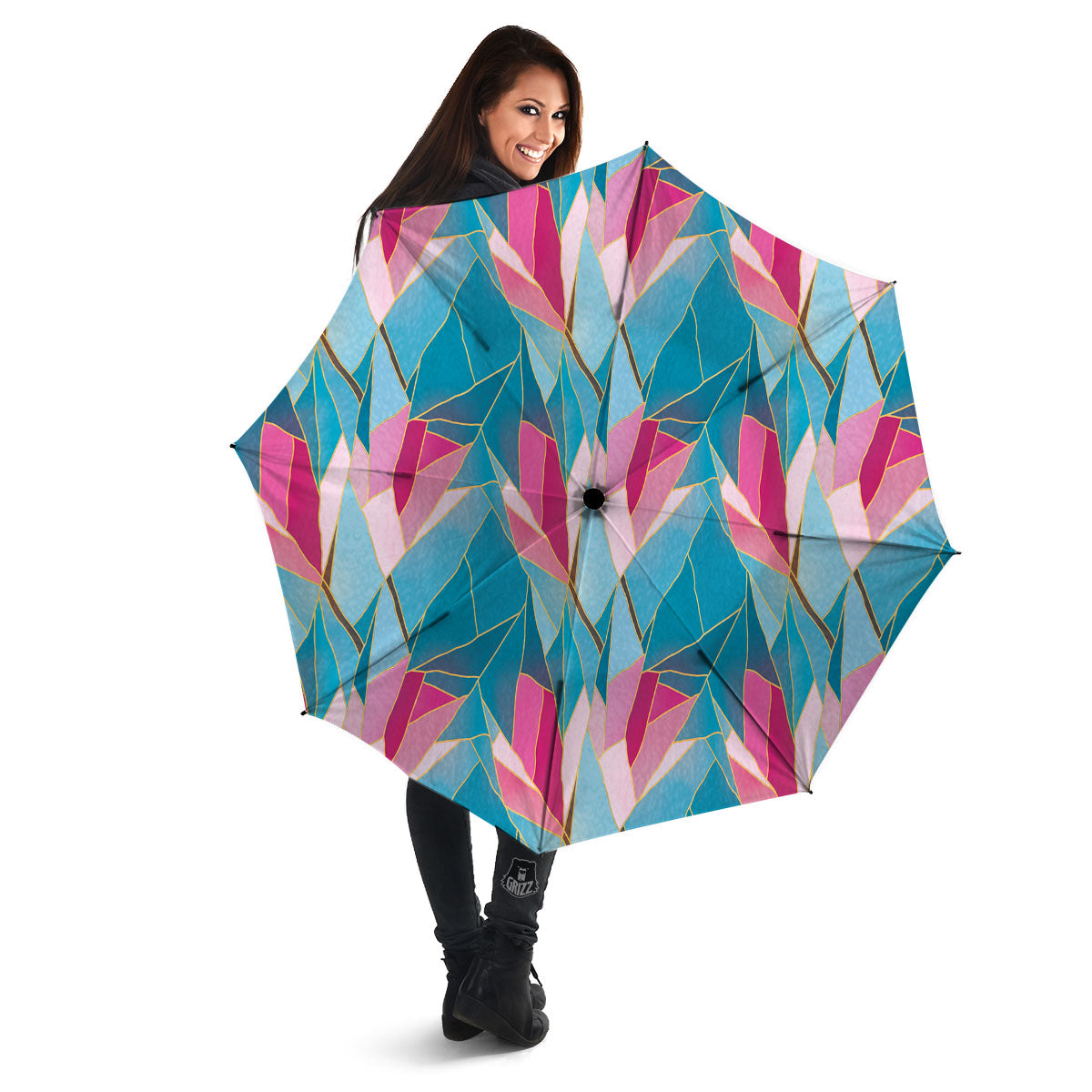 Tulip Polygon Print Pattern Umbrella-grizzshop
