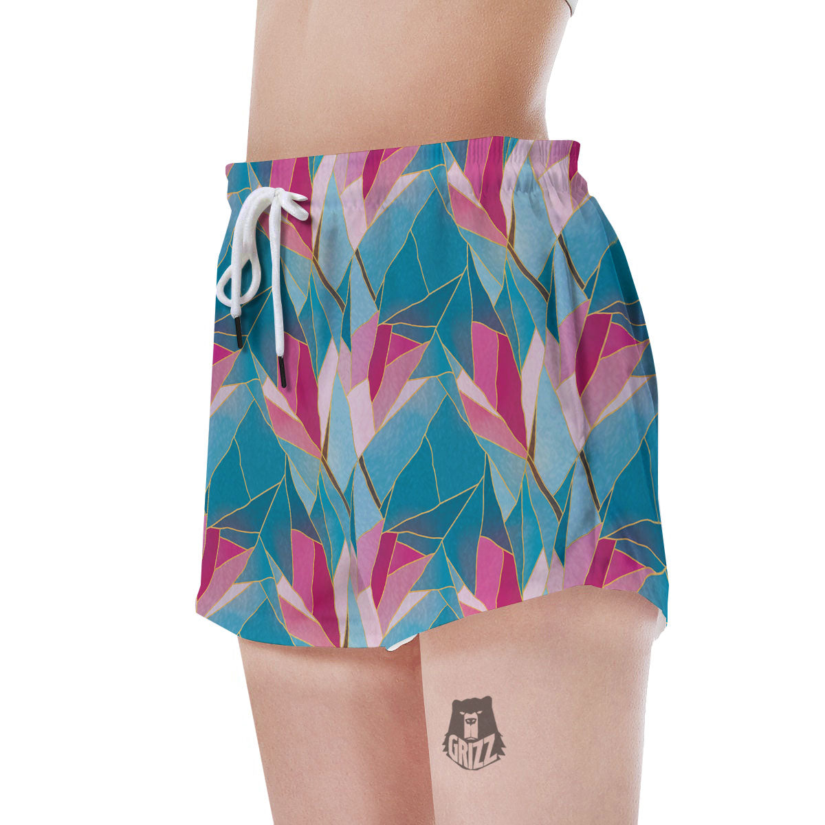 Tulip Polygon Print Pattern Women's Shorts-grizzshop
