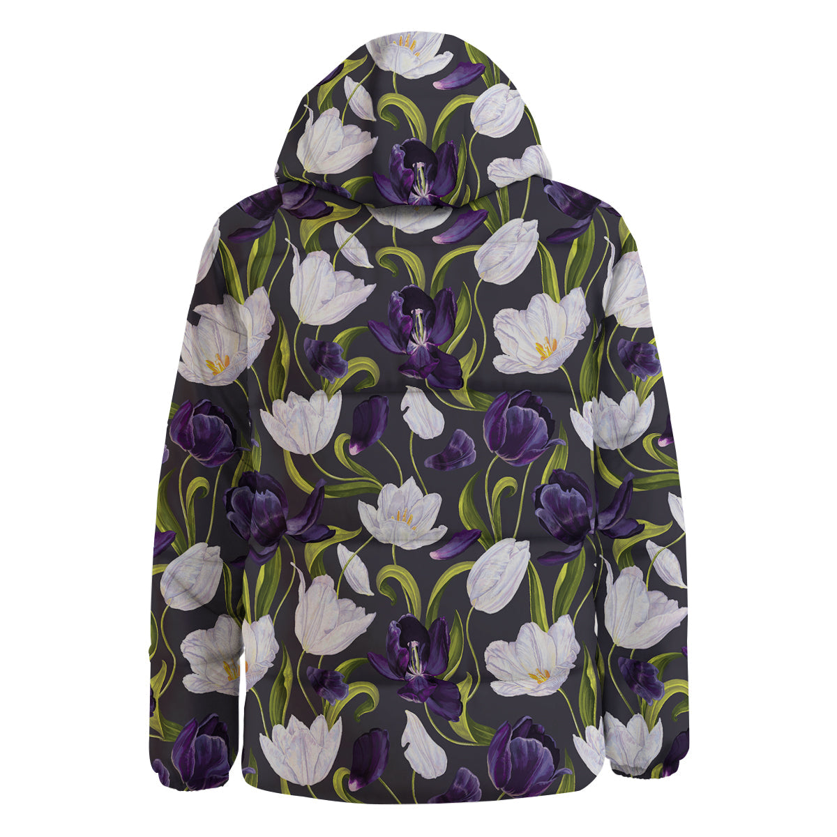 Tulip Purple And White Print Pattern Down Jacket-grizzshop