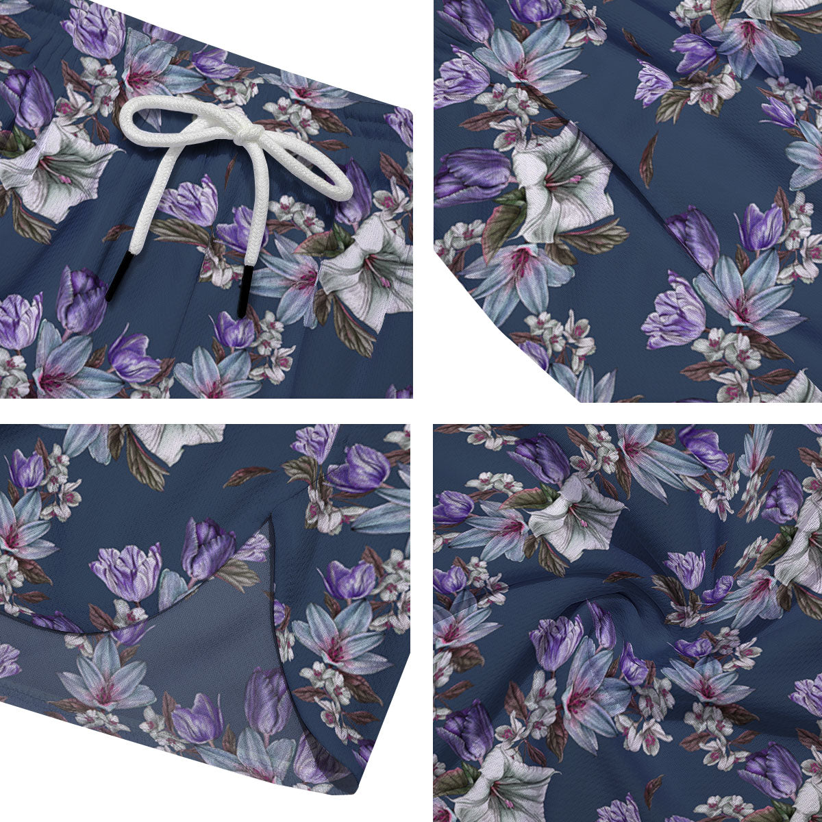 Tulip Purple Watercolor Print Pattern Men's Running Shorts-grizzshop