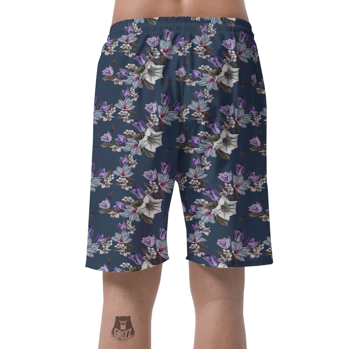 Tulip Purple Watercolor Print Pattern Men's Shorts-grizzshop