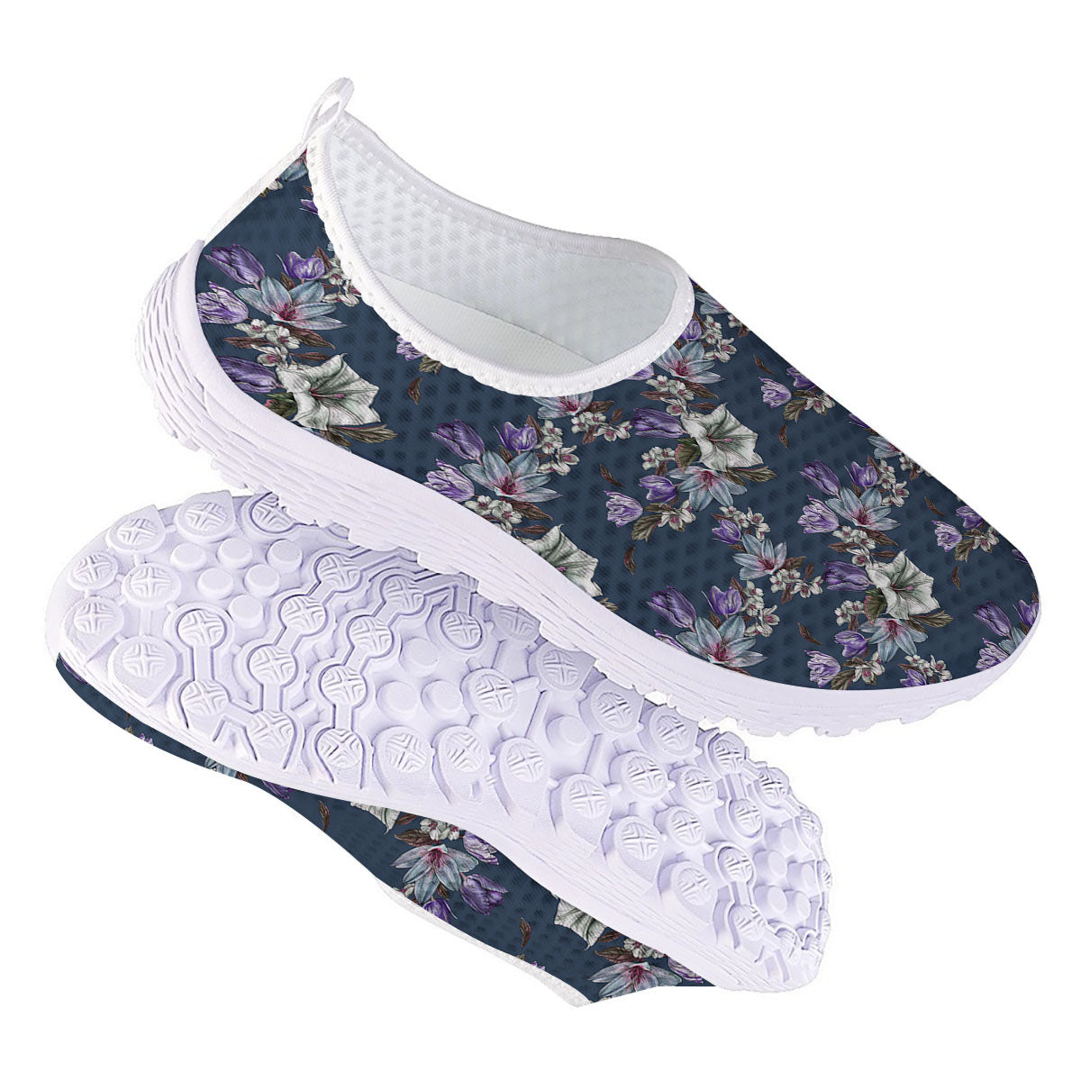 Tulip Purple Watercolor Print Pattern Nurse Shoes-grizzshop