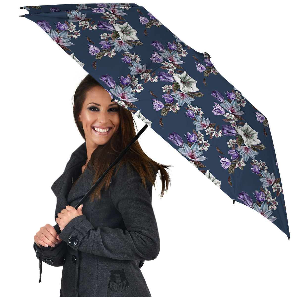 Tulip Purple Watercolor Print Pattern Umbrella-grizzshop