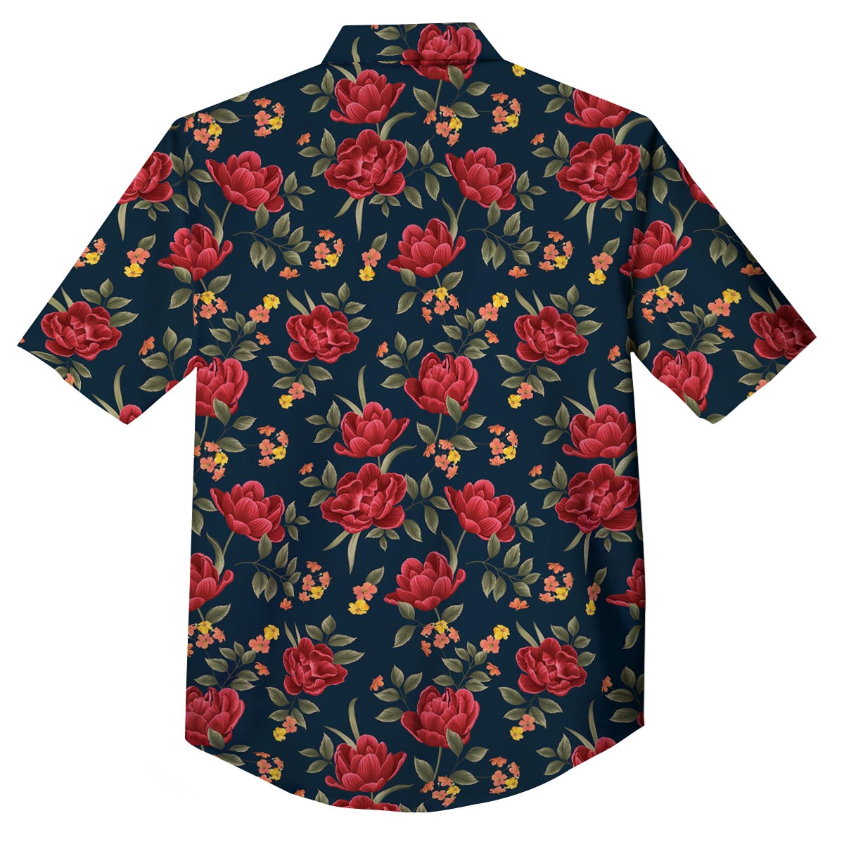 Tulip Red Print Pattern Button Up Shirt-grizzshop