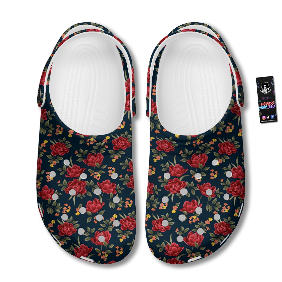 Tulip Red Print Pattern Clog-grizzshop