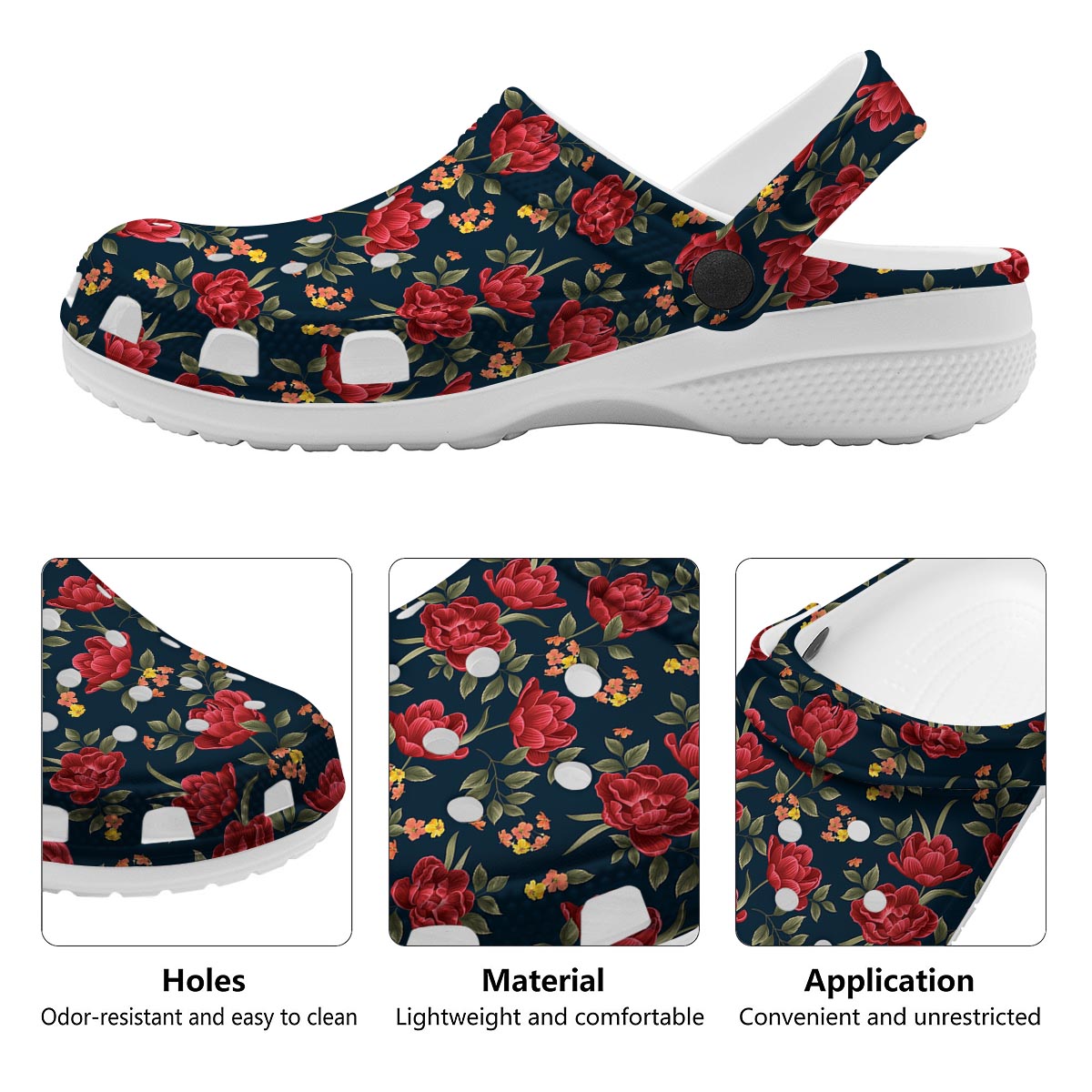 Tulip Red Print Pattern Clog-grizzshop