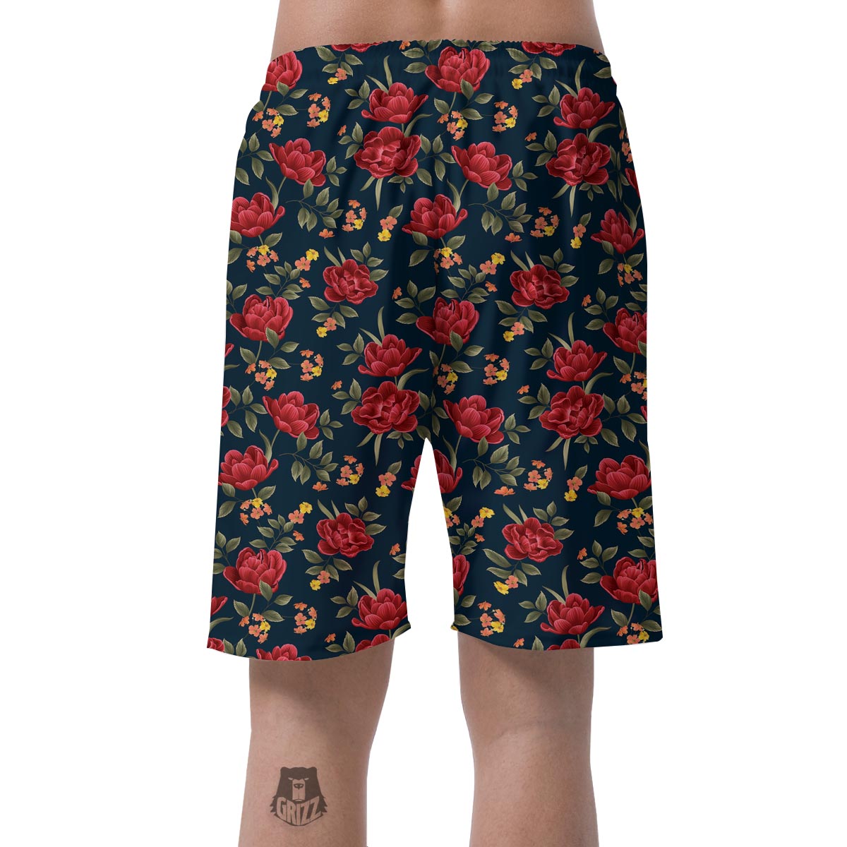 Tulip Red Print Pattern Men's Shorts-grizzshop