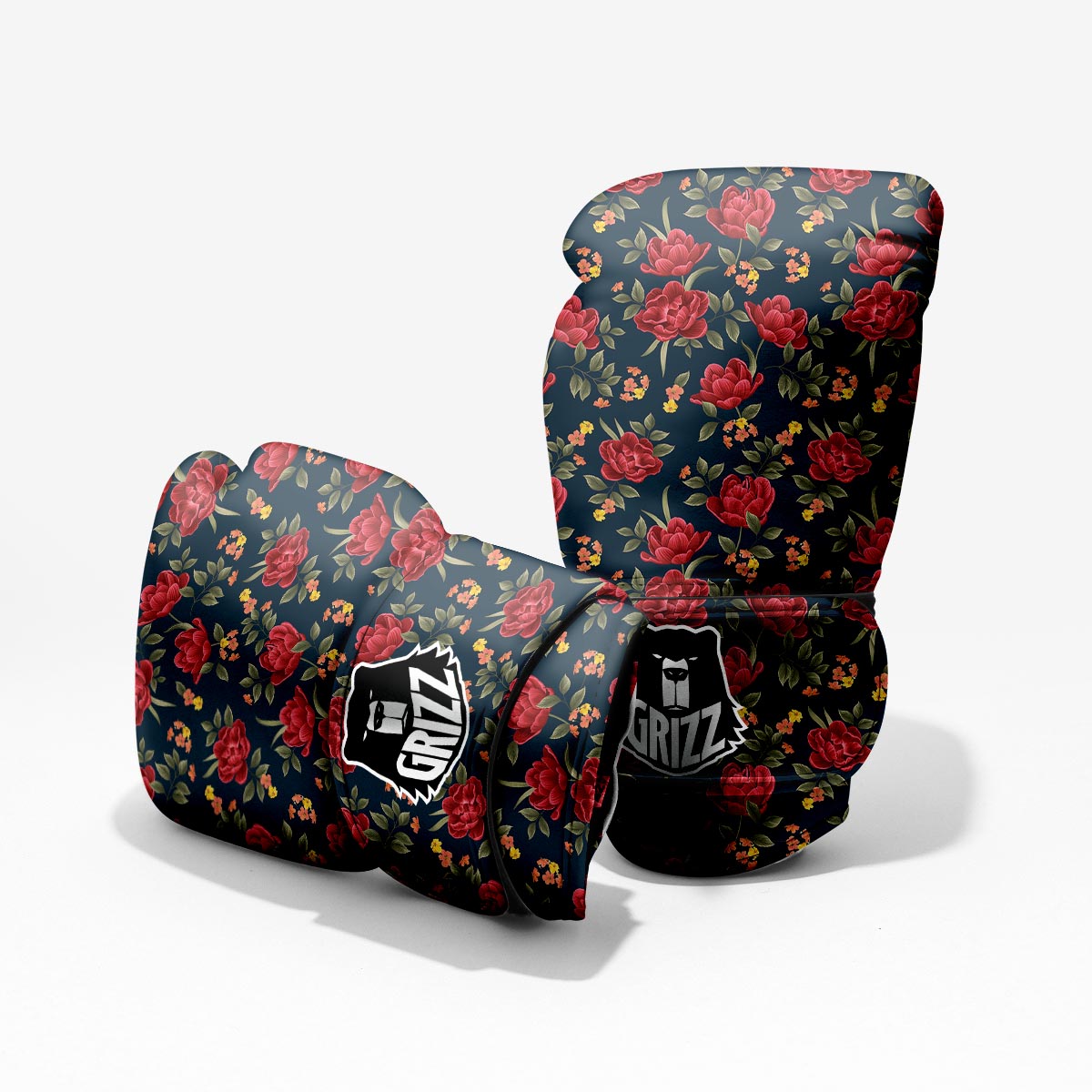 Tulip Red Print Pattern Sparring Gloves-grizzshop