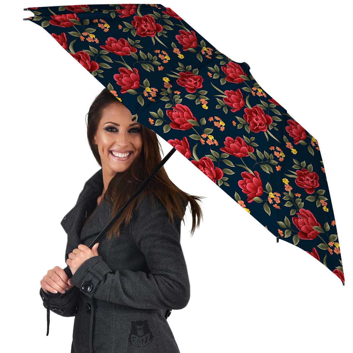 Tulip Red Print Pattern Umbrella-grizzshop