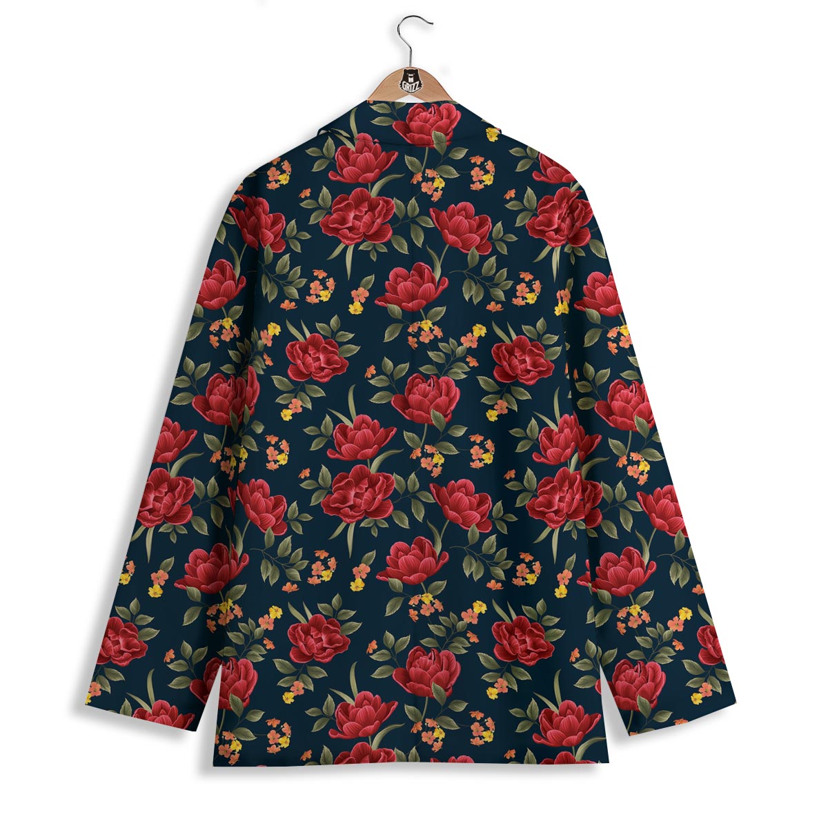 Tulip Red Print Pattern Women's Blazer-grizzshop