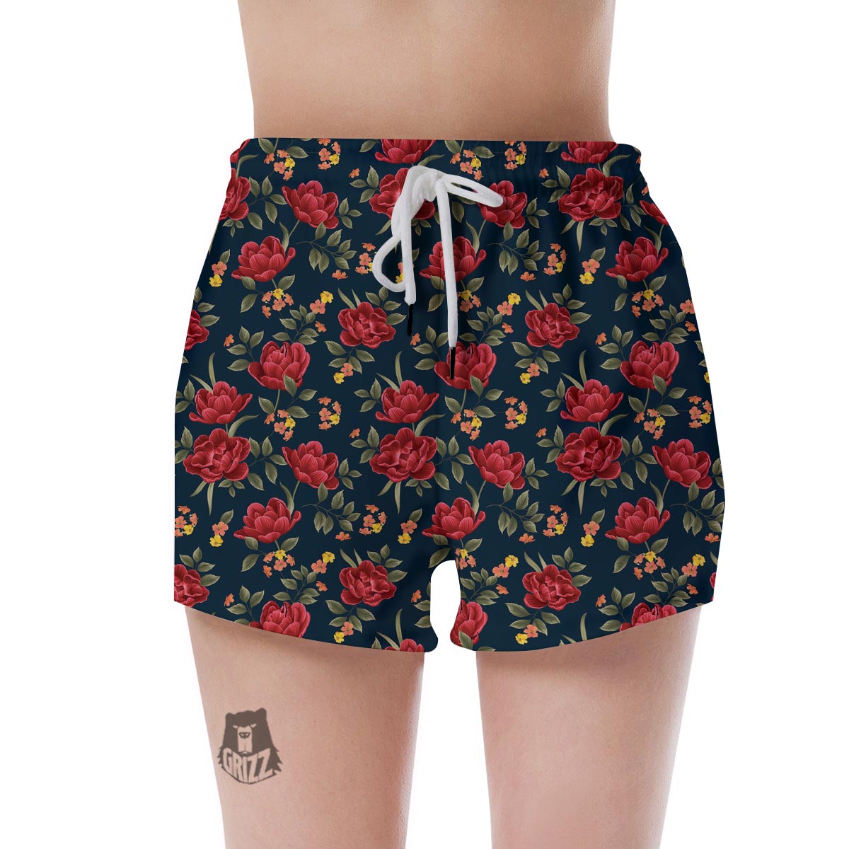 Tulip Red Print Pattern Women's Shorts-grizzshop