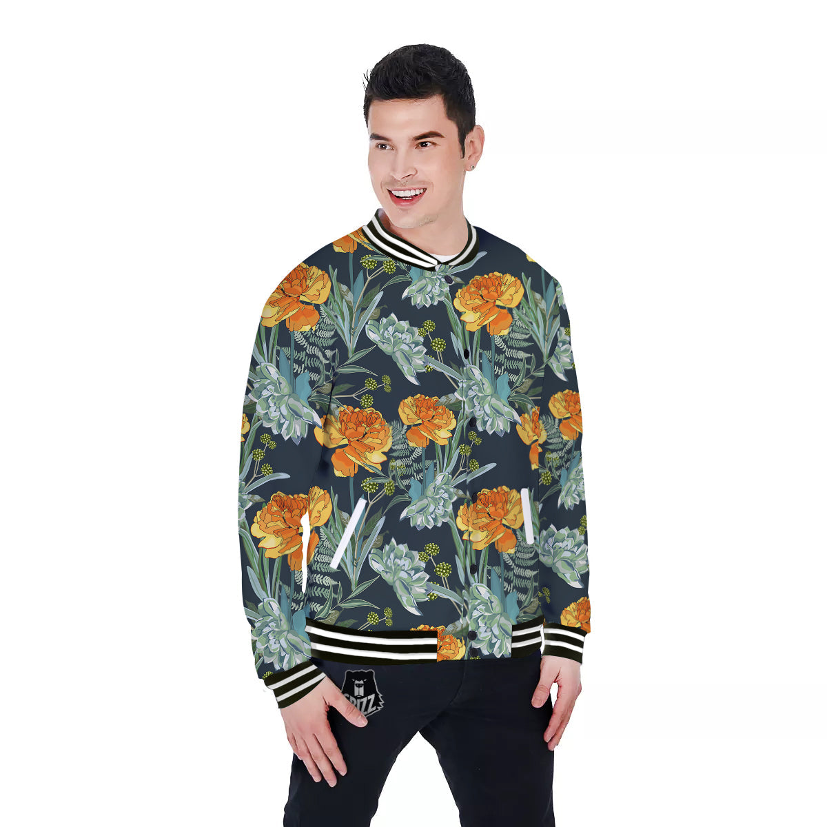 Tulip Spring Yellow Print Pattern Baseball Jacket-grizzshop