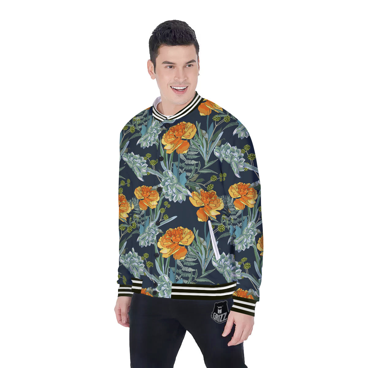 Tulip Spring Yellow Print Pattern Baseball Jacket-grizzshop