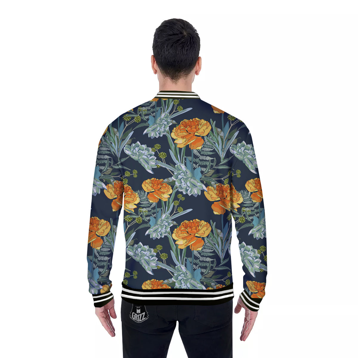 Tulip Spring Yellow Print Pattern Baseball Jacket-grizzshop